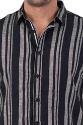 Men's Short Sleeve Shirt (Black Stripe)